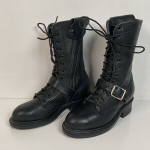 Vintage Double H Women’s Tanker Boots 6.5 M Lace Up USA Made